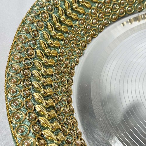 Sage Green and Gold Decorated Praat - 15" Size