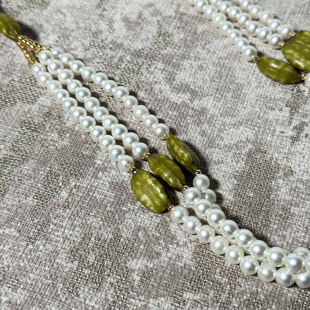 Two Row Pearl Haar with Leichi Bead Design - Milni Haar - Viyaah Accessories - 1