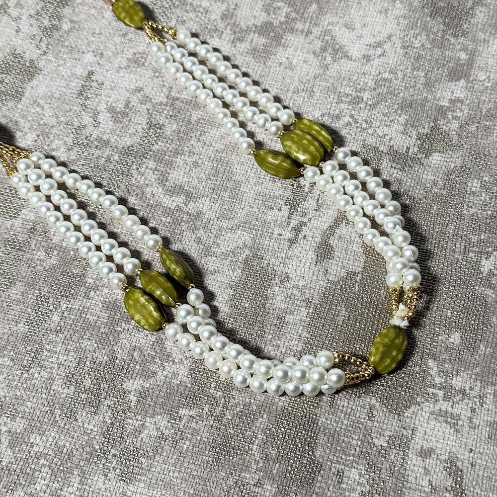 Two Row Pearl Haar with Leichi Bead Design - Milni Haar - Viyaah Accessories - 2