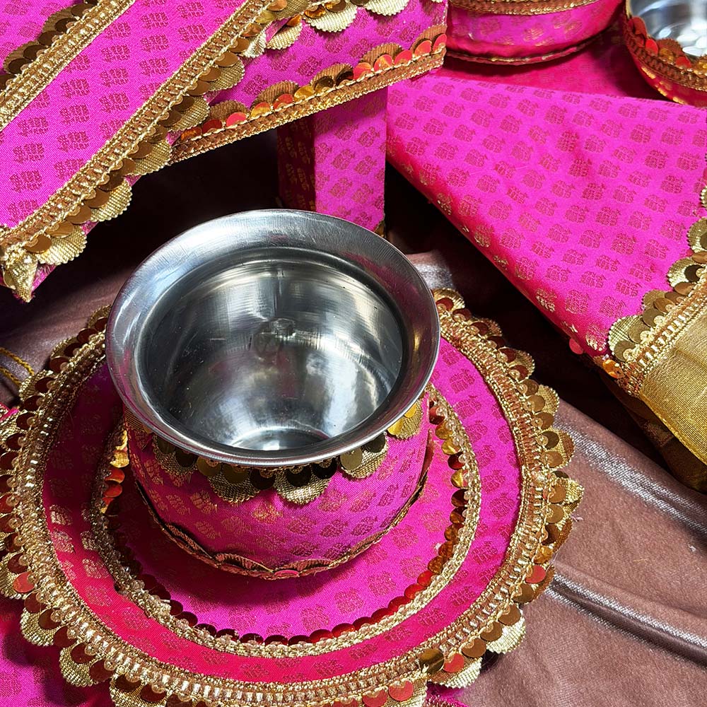Hot Pink and Gold Maiyan Set - Peeri Phata Sets - Viyaah Accessories - 1