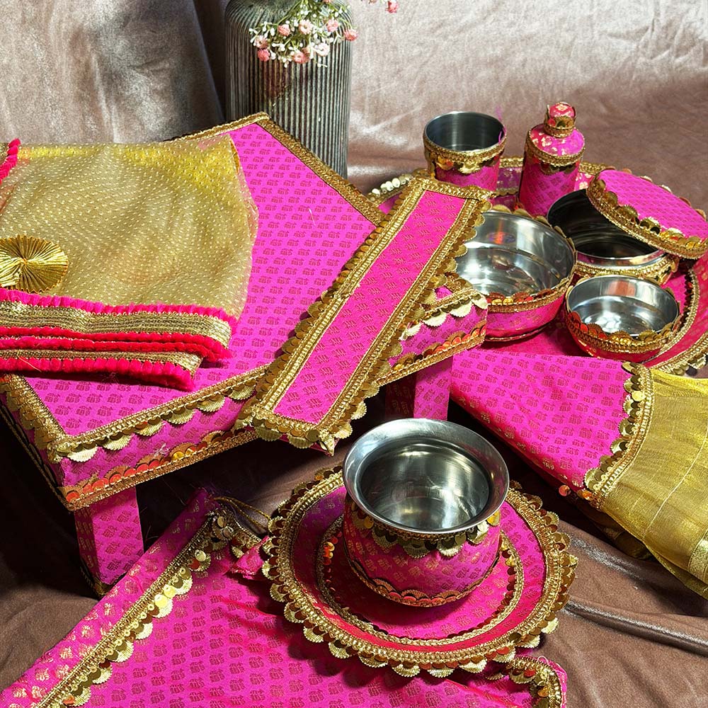 Hot Pink and Gold Maiyan Set - Peeri Phata Sets - Viyaah Accessories