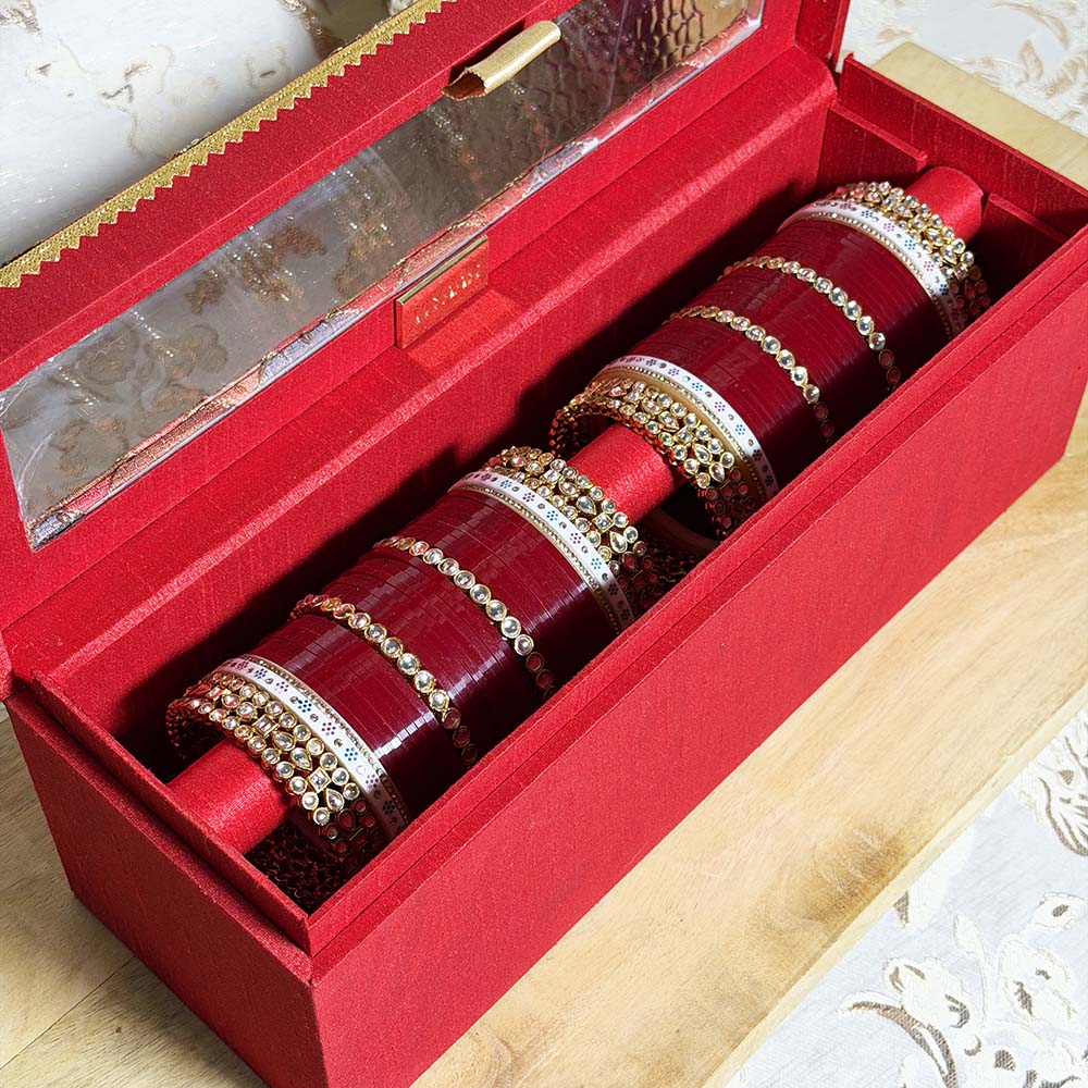 Red Design Choora Box with Window - Choora Boxes - Viyaah Accessories - 3