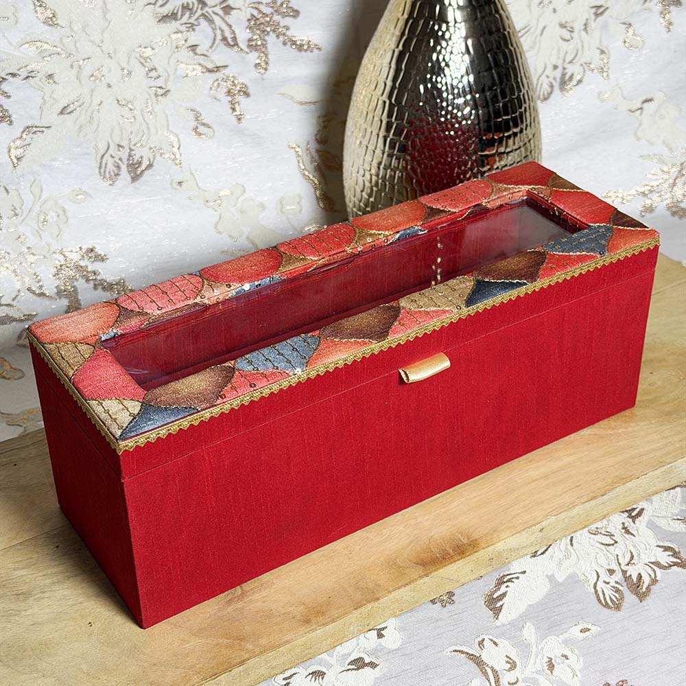 Red Design Choora Box with Window - Choora Boxes - Viyaah Accessories